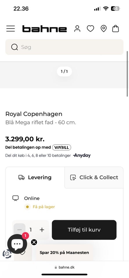 Porcelæn Fad Royal Copenhagen