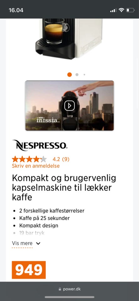 Kaffe kapsel maskine, Nespresso