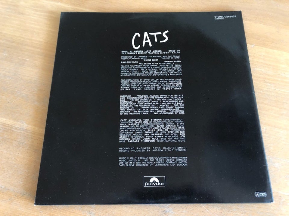 LP, Andrew Lloyd Webber, Cats (2 LP)