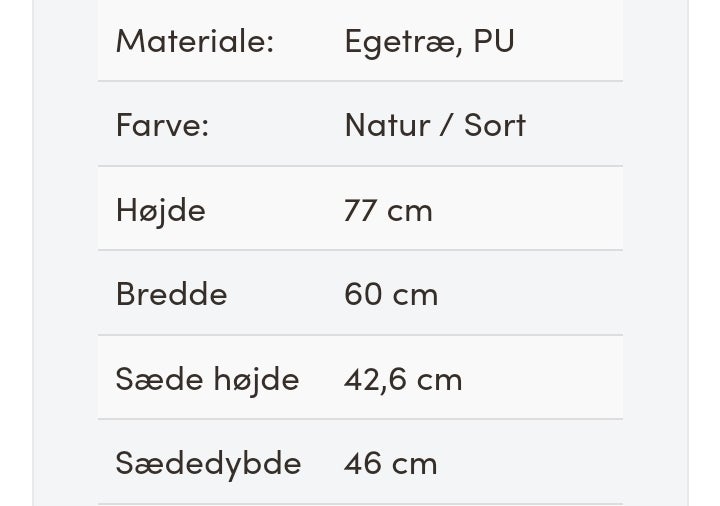 Spisebordsstol egetræ med PU