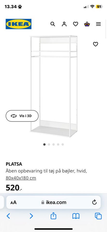 Garderobeskab Ikea b: 80 d: 40 h: