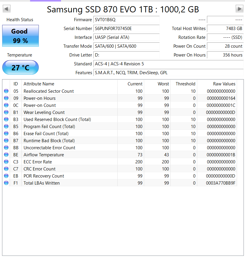 Samsung, 1000 GB, Perfekt