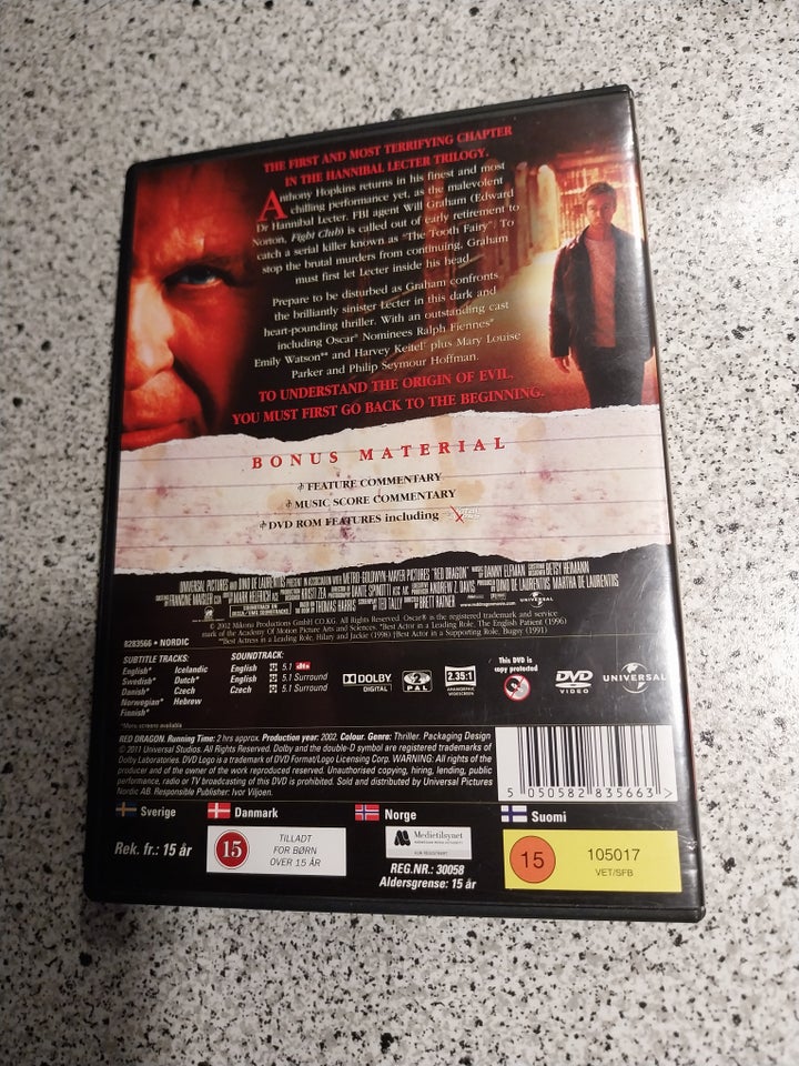 RED DRAGON, DVD, thriller