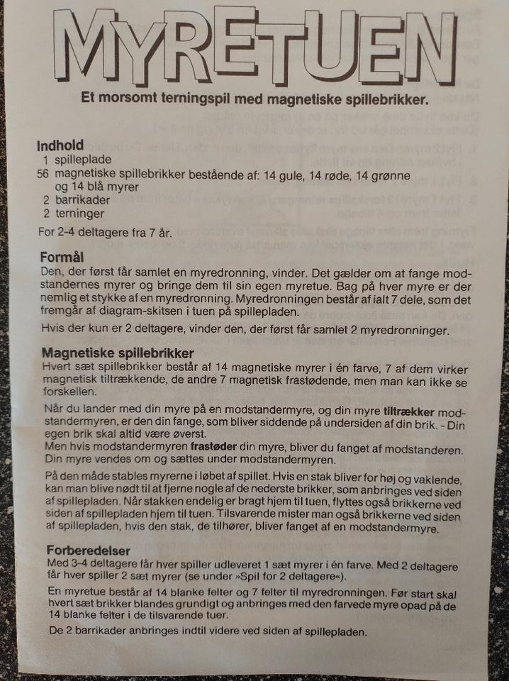 Myretuen, børne / familie spil ,