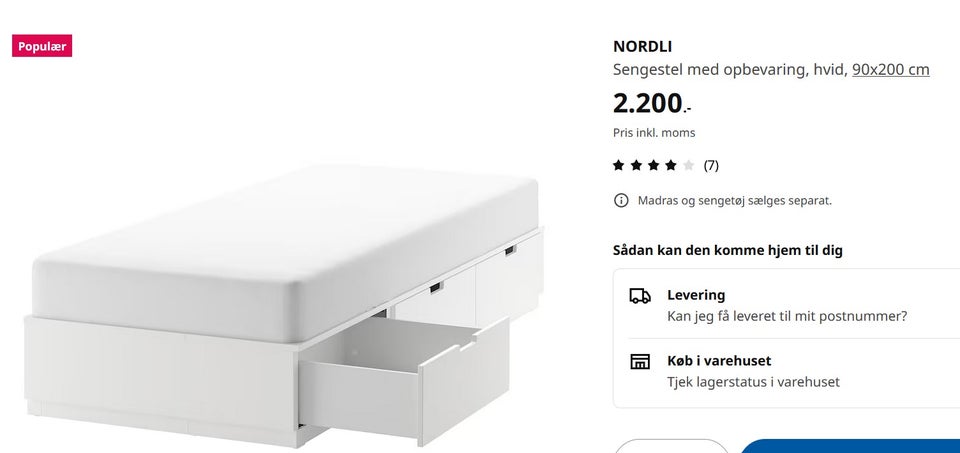 Enkeltseng, Ikea NORDLI, b: 90 l: