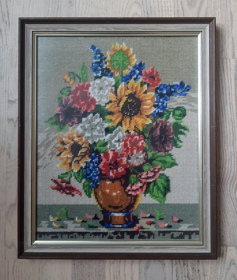 Blomster broderi I ramme, Retro