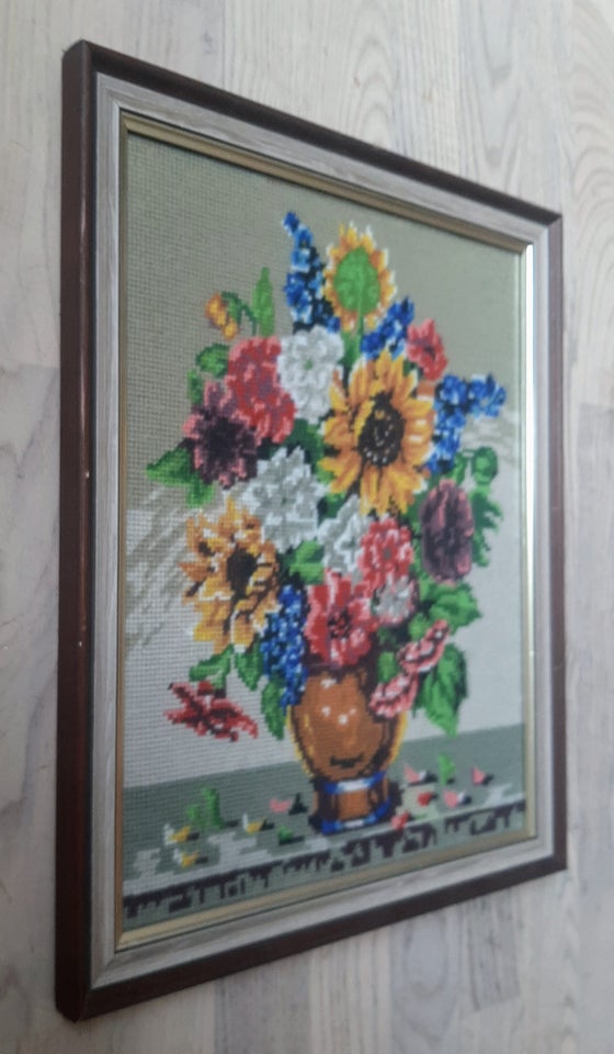 Blomster broderi I ramme, Retro