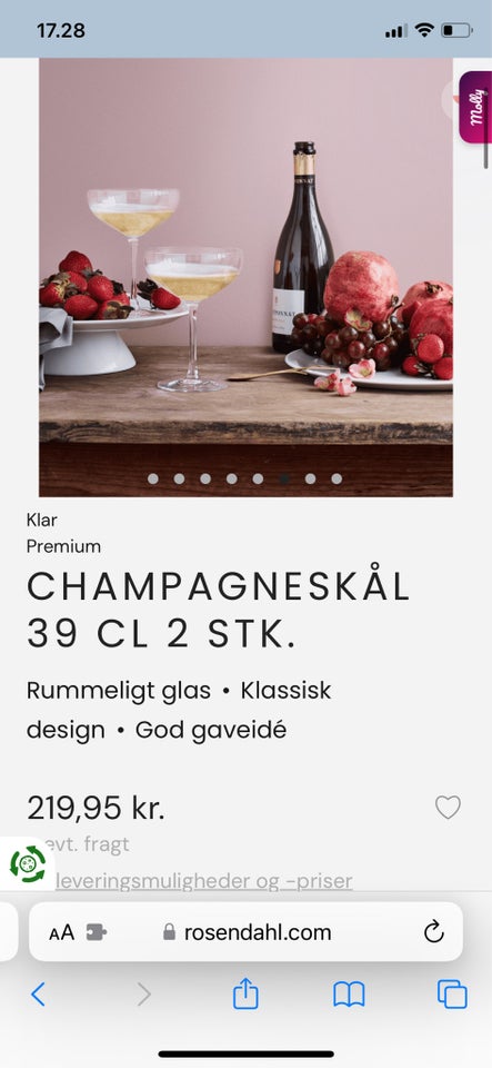 Glas Champagneglas Rosendahl