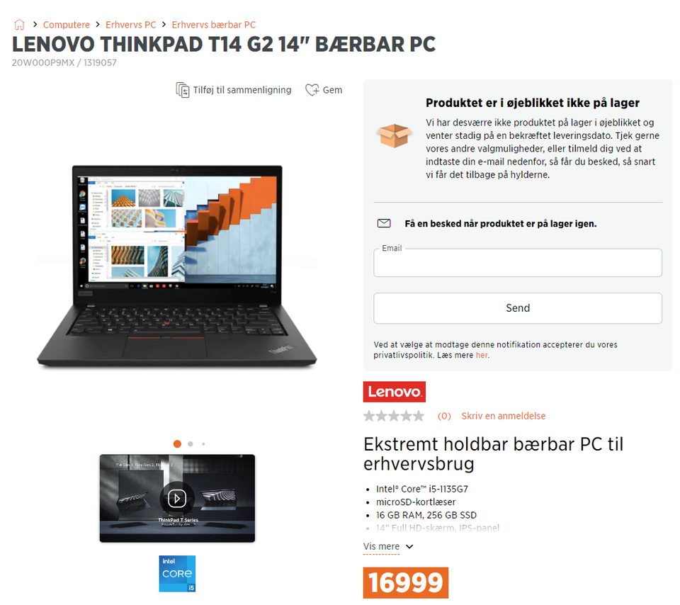 Lenovo ThinkPad T14 G2, i5-1135G7