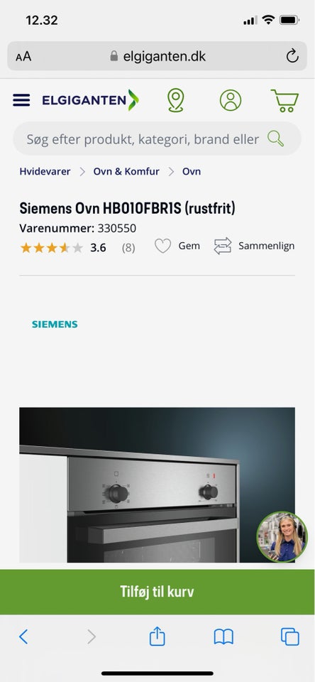 Indbygningsovn Siemens