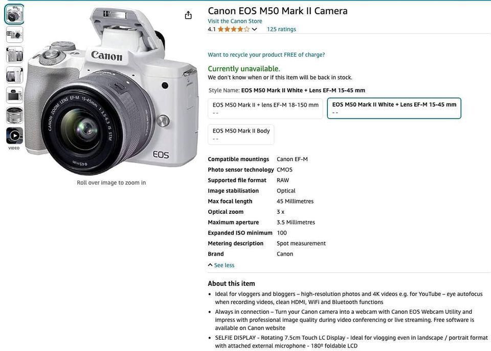 NEW Canon EOS M50 Mark II M...