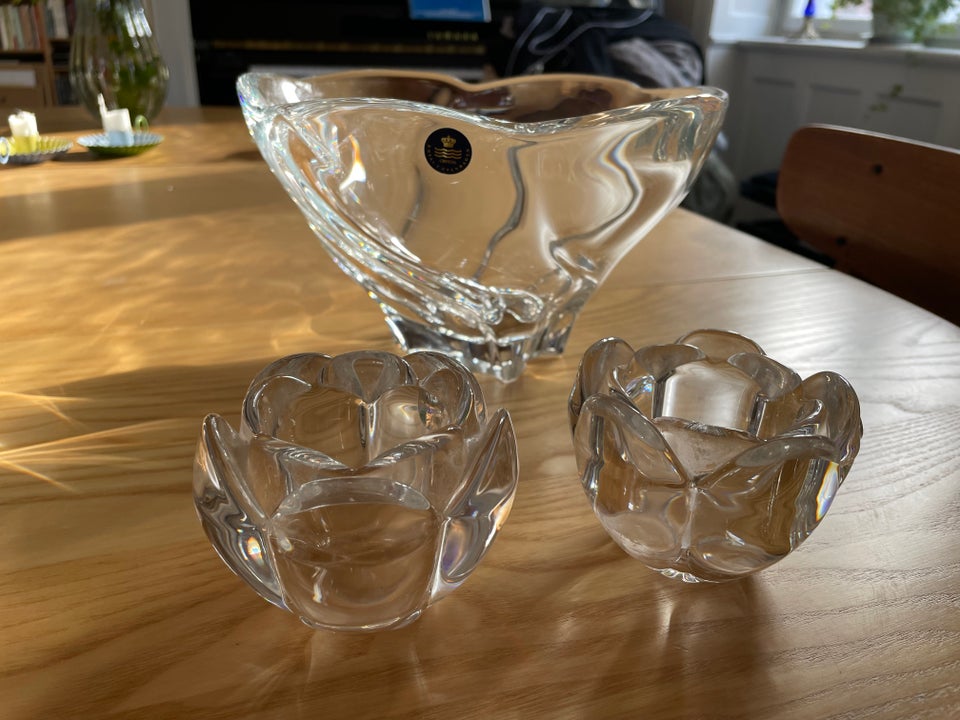 Glas Lysestager og skål Royal