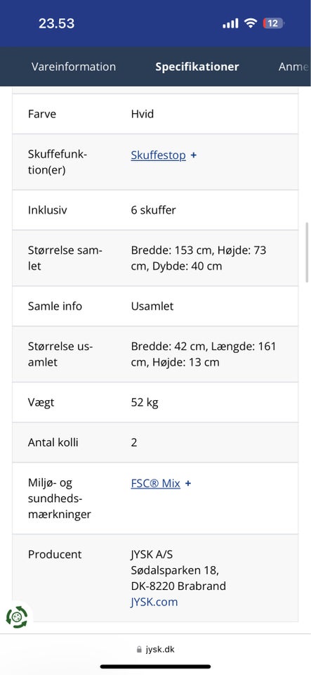 Kommode, b: 153 d: 40 h: 73