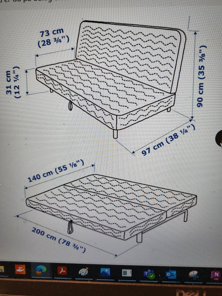 Sovesofa, Ikea, b: 97 l: 200 h: 90