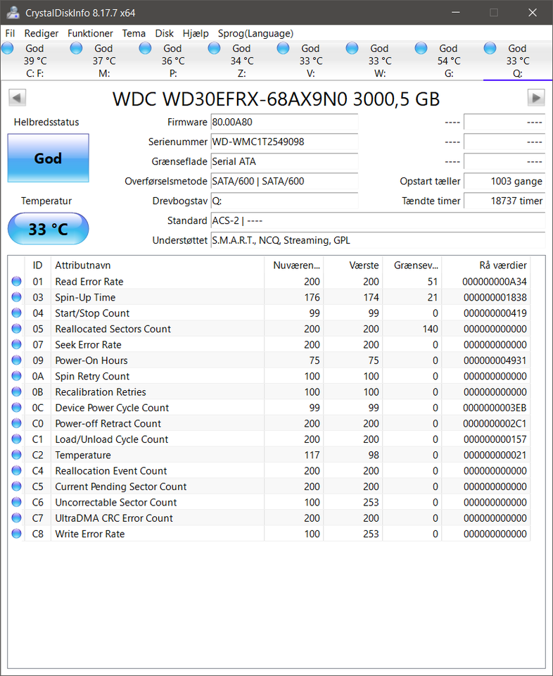 WD RED, 3000 GB, Rimelig