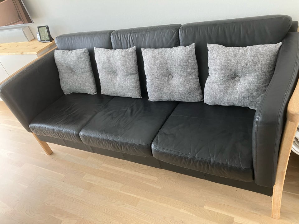 Sofa, læder, 3 pers.