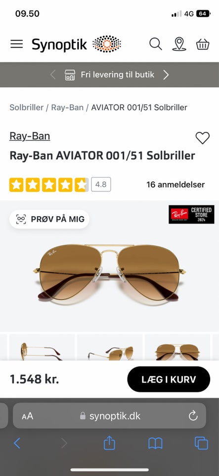 Solbriller unisex, Rayban