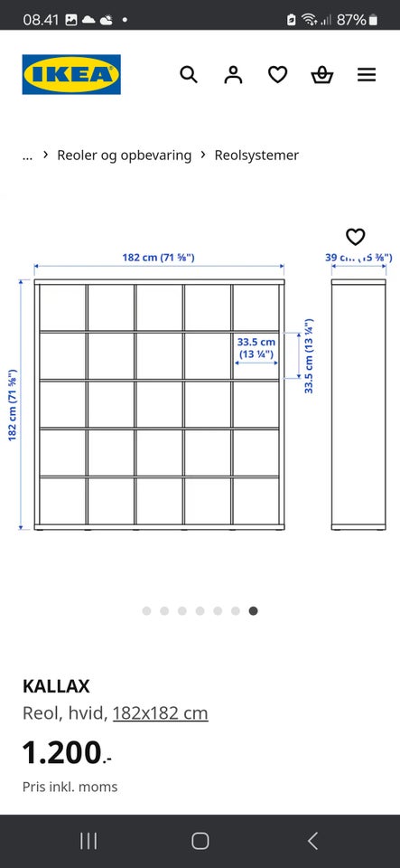 Rumdeler, Kallax ikea, b: 185 d: 39