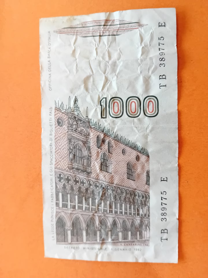 Vesteuropa, sedler, 1000 Lire