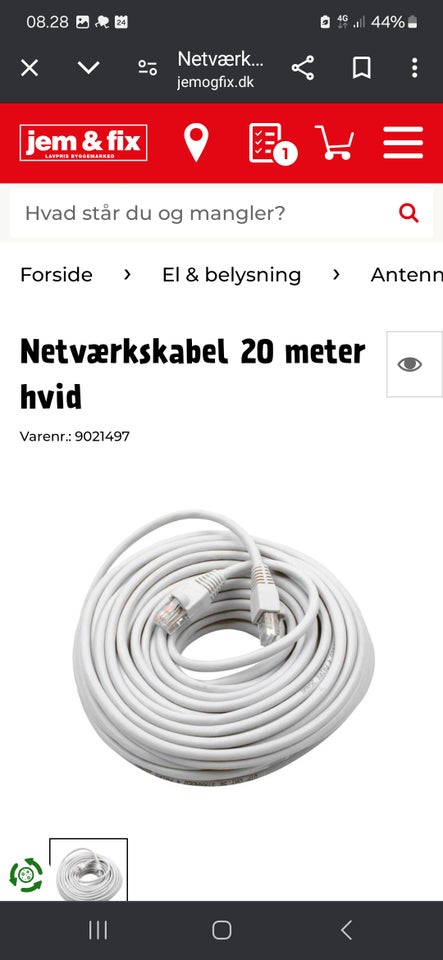 Netværkskabel, 20 m m.