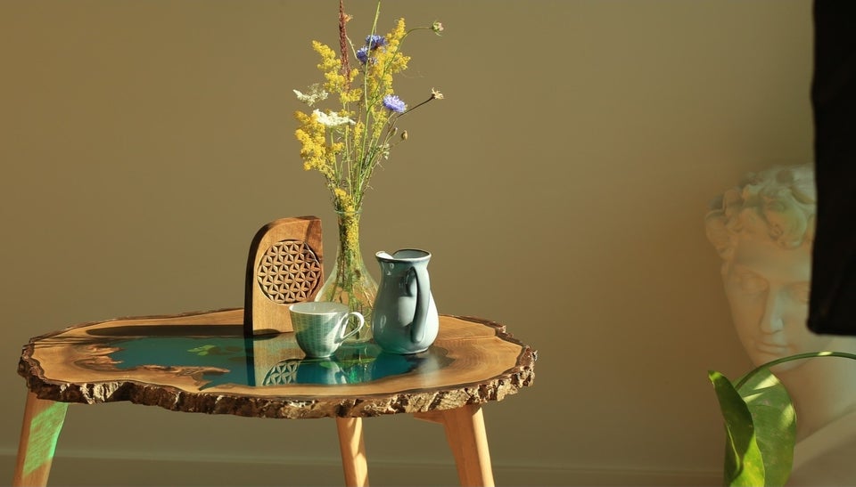 Walnut epoxy coffee table