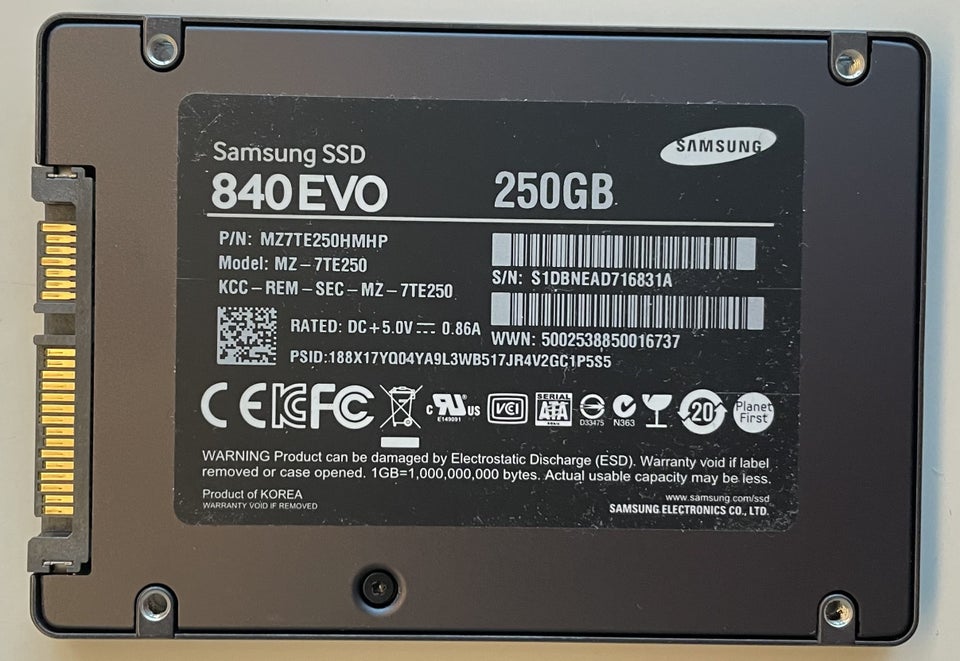 Samsung 840 EVO, 250 GB, Perfekt