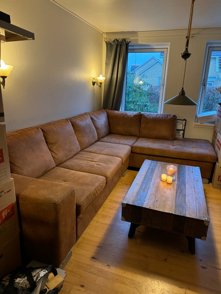 Hjørnesofa, læder, 6 pers.