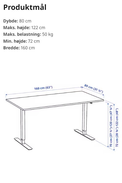 Arbejdsbord IKEA TROTTEN b: 160