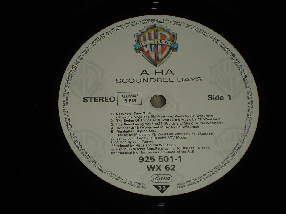 LP, A-HA, Scoundrel Days