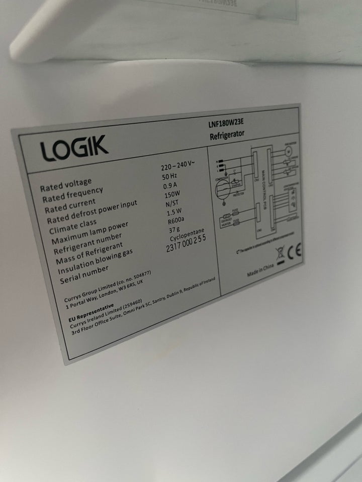 Køle/fryseskab Logik model