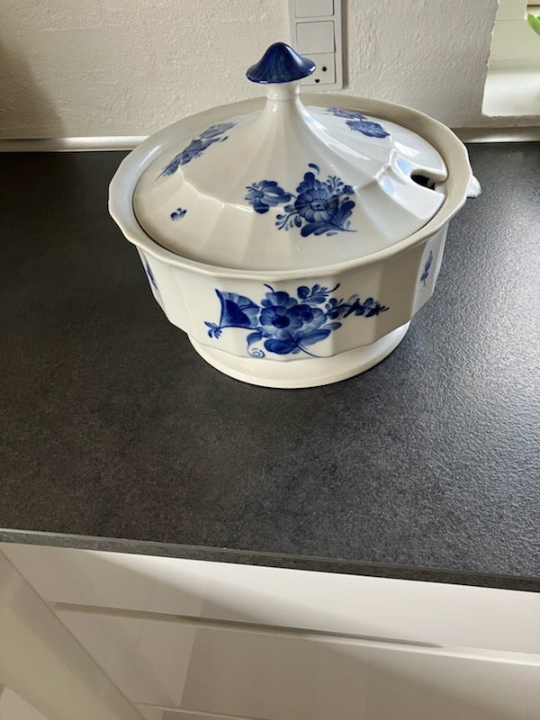 Porcelæn Suppeterrin Blå Blomst