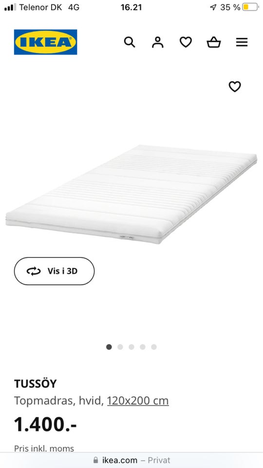 Topmadras, IKEA TUSSÖY, b: 120 l: