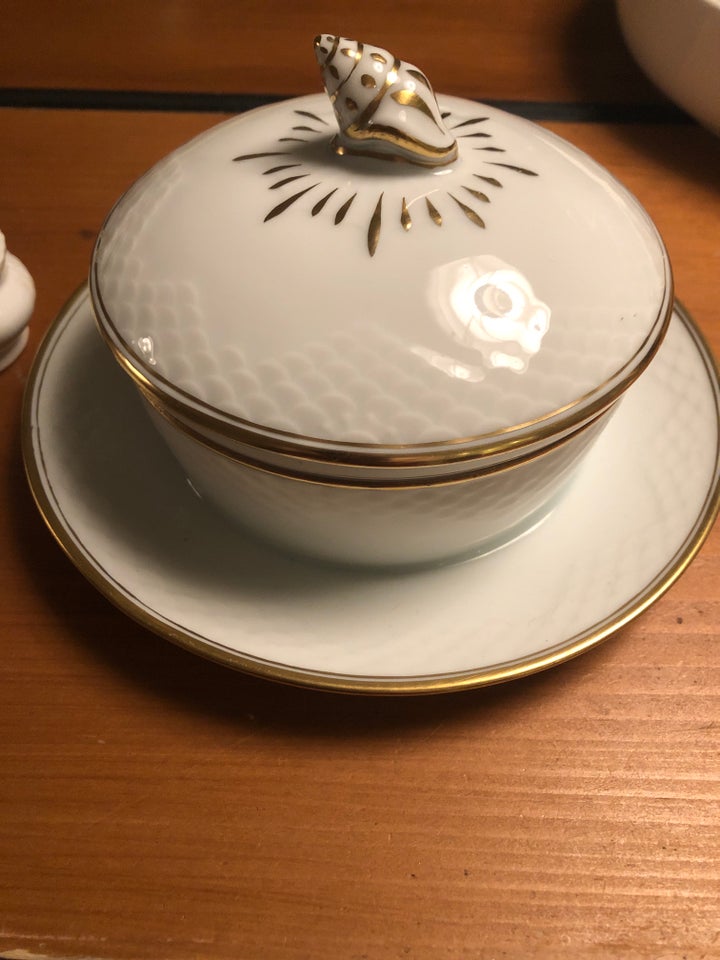 Porcelæn Saltkar smørskål med låg