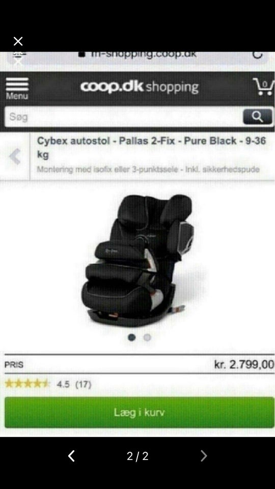 Autostol, op til 36 kg , Cybex Pallas