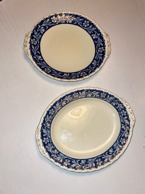 Porcelæn 2 stk blå/hvide fade med