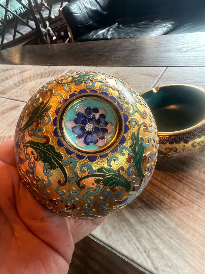 Kinesisk cloisonne lågskål og kar,