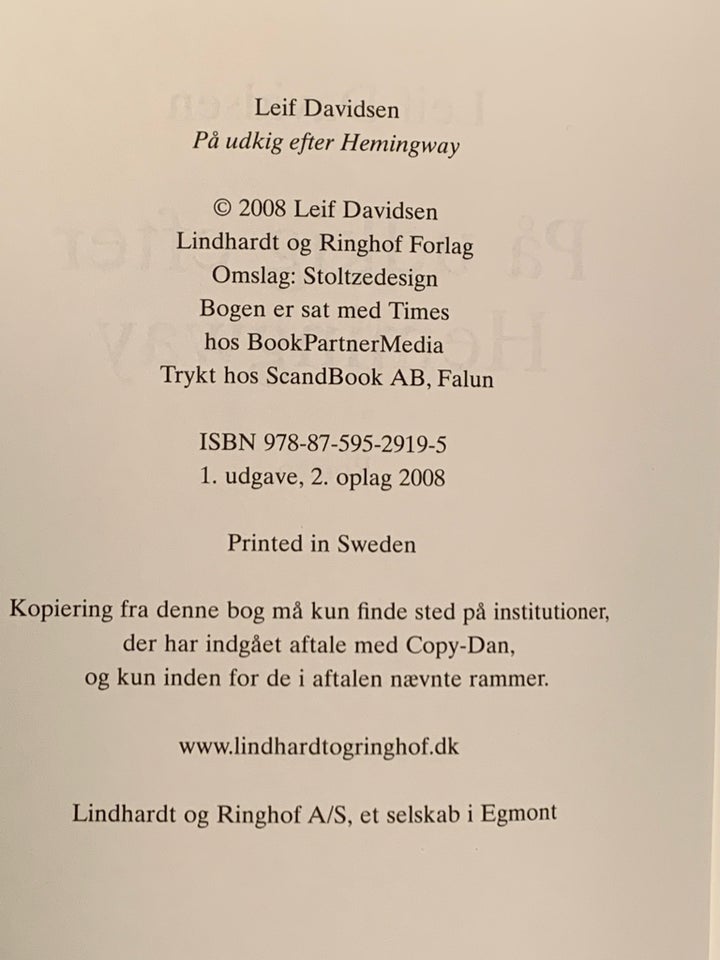 På udkig efter Hemingway, Leif