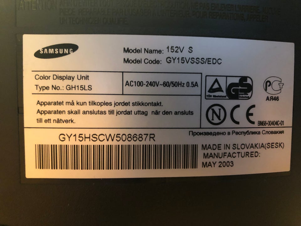 Samsung, SyncMarster 152v,