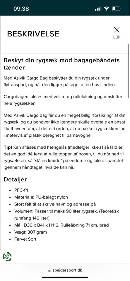 Andet, Asivik cargobag /