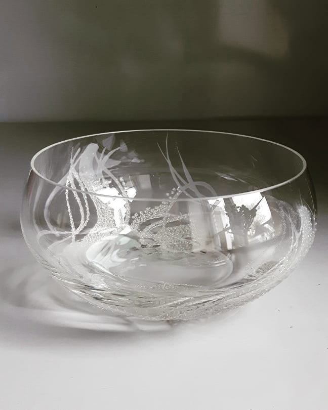 Glas Skål Skulptur Glaspuster