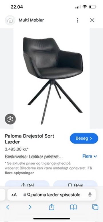 Spisebordsstol Læder Paloma