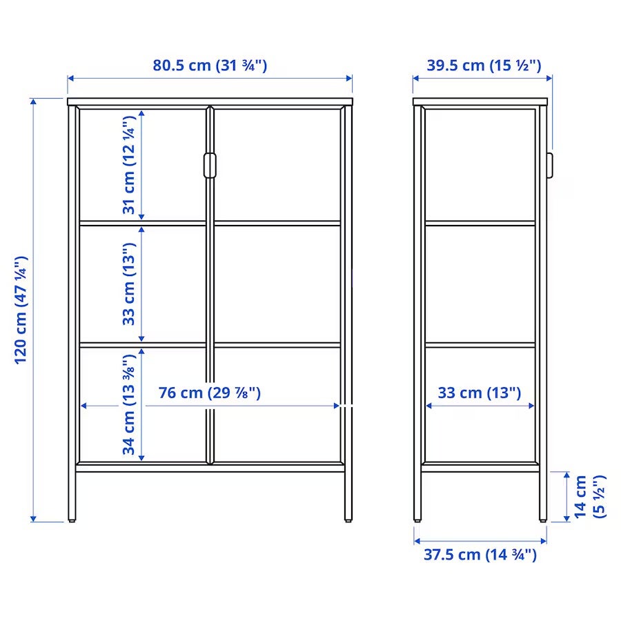 Vitrineskab, Ikea, b: 80 d: 37 h: 120