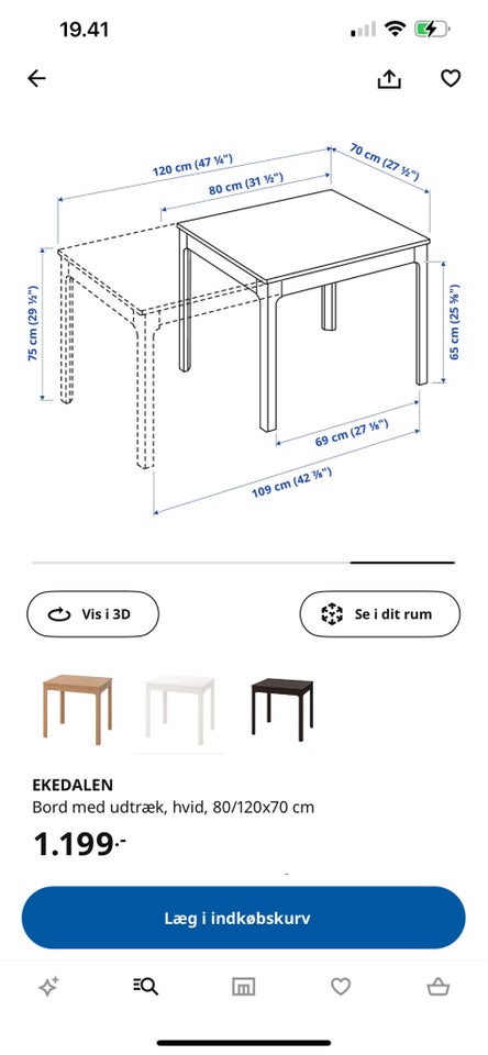 Spisebord Træ Ikea ekedalen