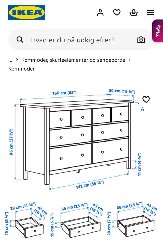 Kommode, b: 160 d: 50 h: 96