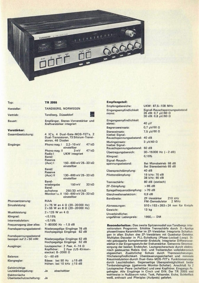 Receiver, Andet, Tandberg TR 2055