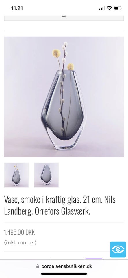 Vase Dråbe vase 21 cm fra ORREFORS