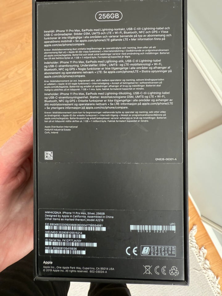 iPhone 11 Pro Max, 256 GB, hvid