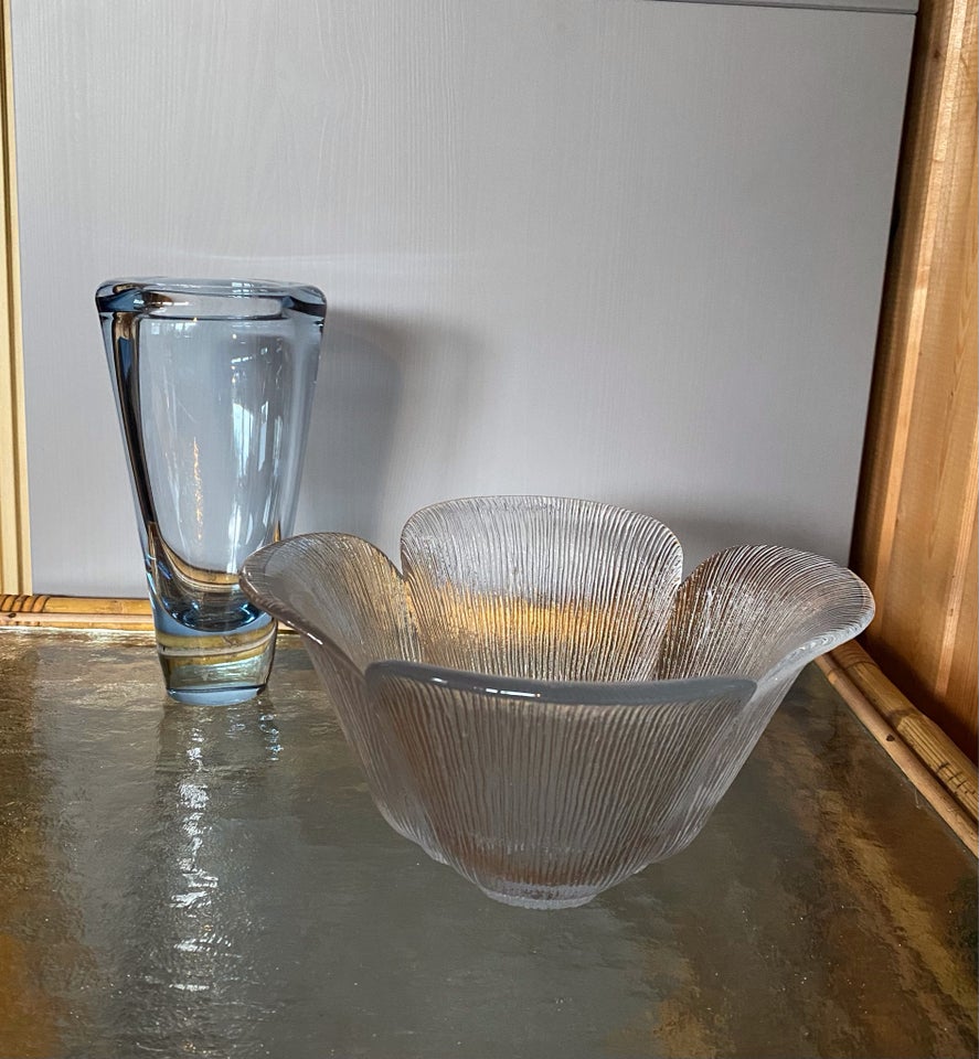 Vase og skål Holmegaard glas