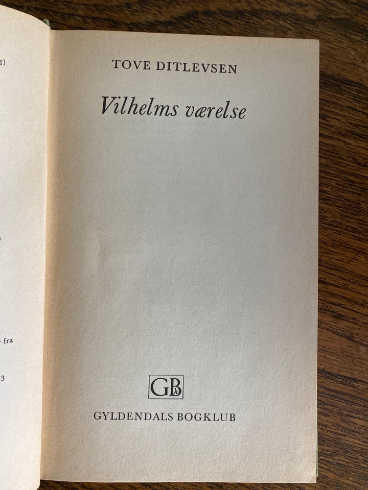 Vilhelms værelse, Tove Ditlevsen,