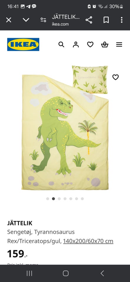 Sengetøj, Dinosaur, Ikea